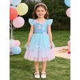 thumbnail image 5 of IBTOM CASTLE Toddler Baby Girls Shiny Butterfly Tutu Dress Princess Birthday Party Pageant Flower Girl Wedding Tulle Dresses 2-6T Blue, 5 of 7