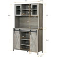 thumbnail image 3 of GAOMON 70" Kitchen Pantry Cabinet with Hutch, Farmhouse Tall Coffee Bar Cabinet with Sliding Barn Doors, Kitchen Hutch Cabinets with Storage & Wine Rack for Dining Room,Gray, 3 of 7