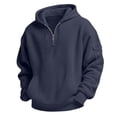 thumbnail image 7 of GUZOM Kids Boys Half Zip Hoodie Waffle Knit Long Sleeve Pullover Sweatshirt Soft Stretchy Cotton Blend Casual Relaxed Fit Top with Pocket Navy,Size 11 T, 7 of 7