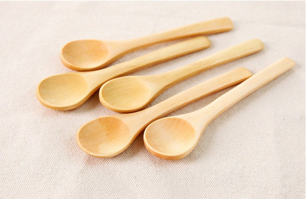 5 Pcs Handmade Small Wooden Spoon Honey Teaspoon Seasoning Coffee Tea