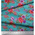 thumbnail image 2 of Soimoi Rayon Fabric Leaves & Floral Printed Fabric 1 Yard 42 Inch Wide, 2 of 3