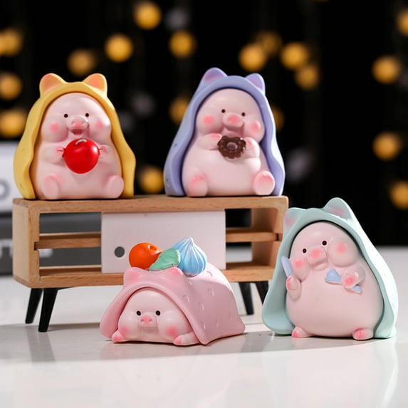 Vivid Posture Non-fading Decorative Hand-crafted Blanket Nerd Pig Small Statue - Pig Ornament - Smooth Surface Cartoon Shape - Home Supply