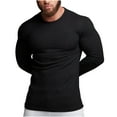 thumbnail image 2 of TFEOQRY Pullover Sweater for Men New Solid Color Casual Knitwear Long Sleeved Round Neck Sweater Top Black, 2 of 3
