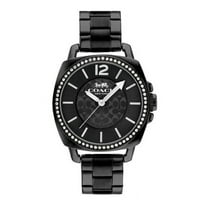 Coach 14503984 Boyfriend Black Logo Glitz Dial Stainless Steel Bracelet Band Women's Watch