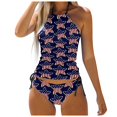 thumbnail image 1 of MKLEKYY Trajes De Baño mujer Natacion Women'S Flag Independence Day Split Printing Tangini Neck Drawstring Side Drawstring Swimsuit Two Piece Suit, 1 of 5