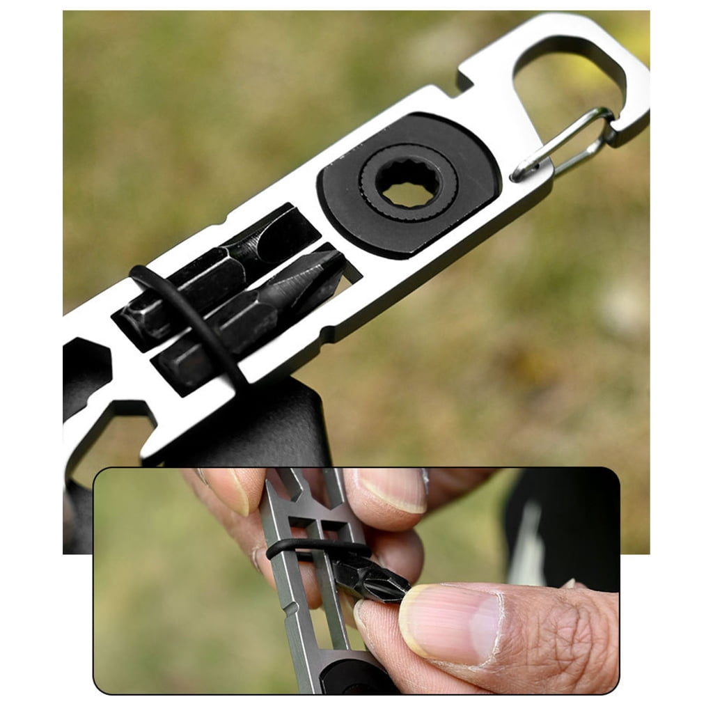 Multitool Alloy Keychain, Multifunctional Buckle Keychain Multipurpose Bottle Opener Holder Clip for Camping Hiking