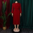 thumbnail image 4 of AURA Plus Size Autumn Pleated A Line Commuter Dress Elegant High Waist Midi OL Dress XL XXXL, 4 of 10