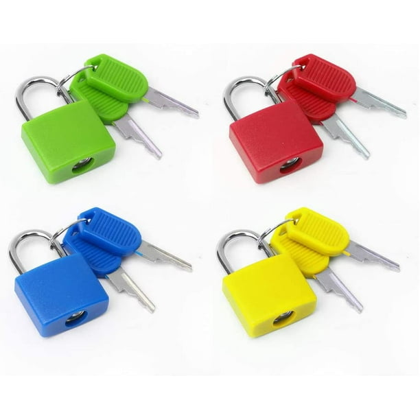 4 petit cadenas à clé + 2 etiquette valise,cadenas casier,cadenas