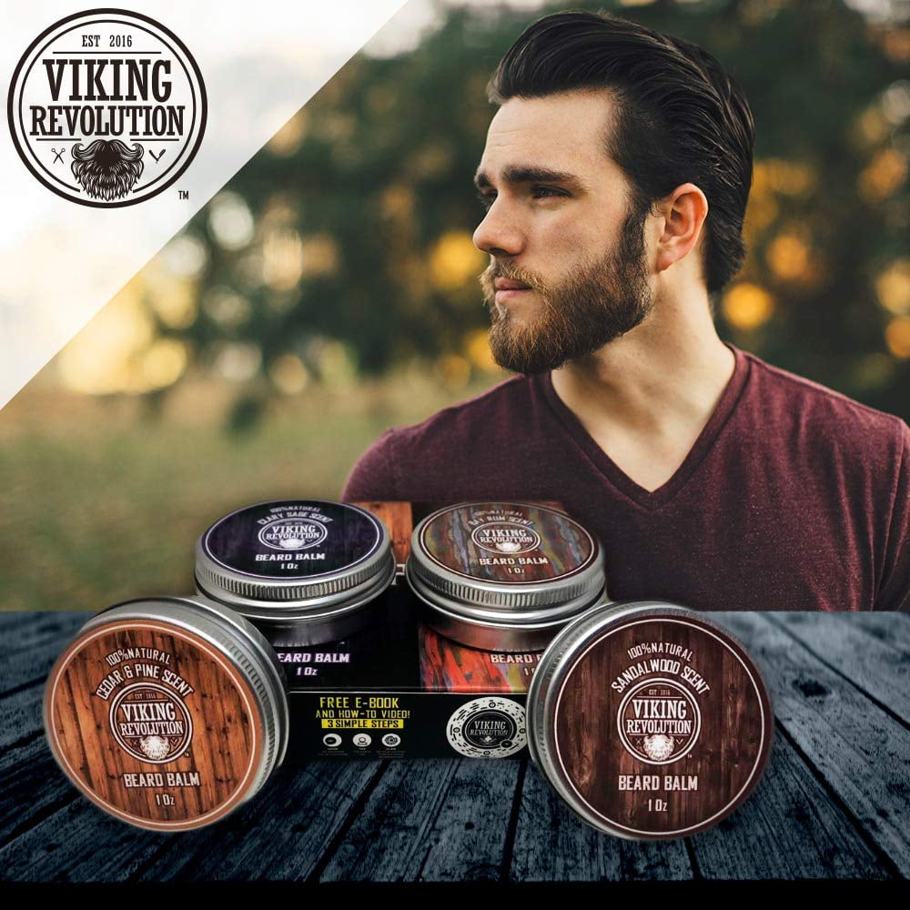 Viking Revolution Beard Balm with Argan Oil & Mango Butter, Citrus Scent  Leave-In Conditioner Wax, 2 oz.