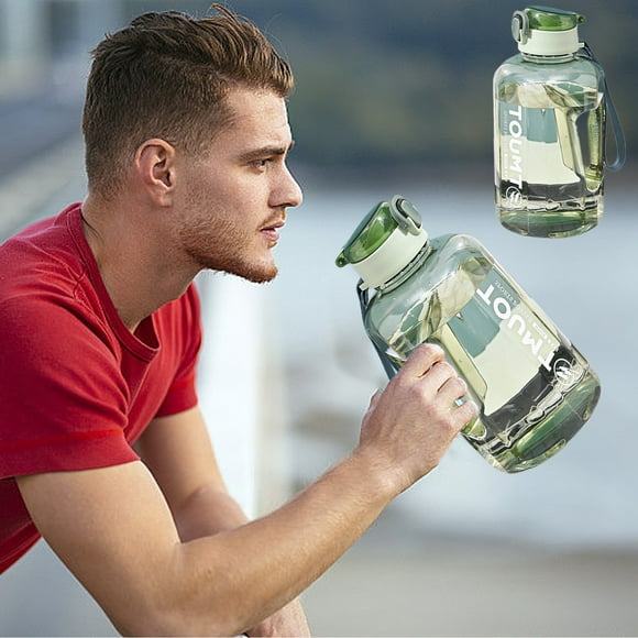 Botella deportiva de gran capacidad con asa para entusiastas del fitness. Diseño a prueba de fugas, ideal para hidratarse en el gimnasio y al aire libre. Aestivo | Verde | AESTIVO