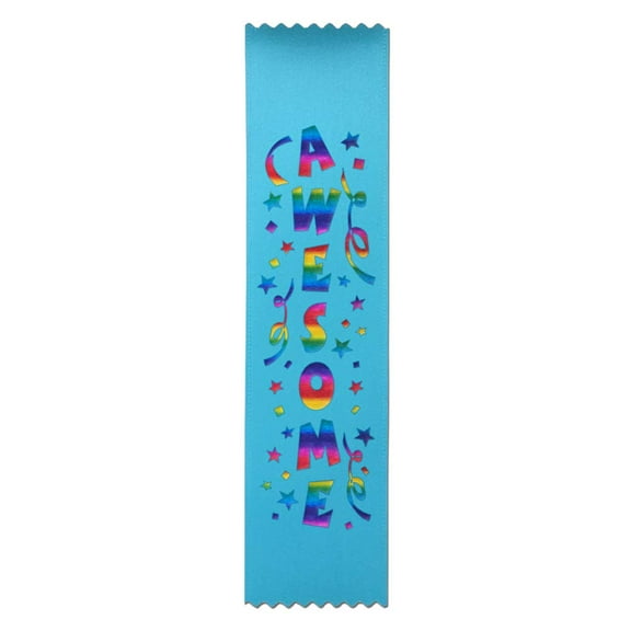 RibbonsNow Awesome Award Ribbons - 50 Flat Bookmark Style Ribbons (No Card & String)