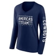 thumbnail image 2 of Women's Fanatics Navy Dallas Cowboys Hometown Sweep Long Sleeve V-Neck T-Shirt, 2 of 3