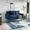 thumbnail image 3 of Enor Furniture Gault 58" Square Arm Modern Fabric/Metal Loveseat in Space Blue, 3 of 16