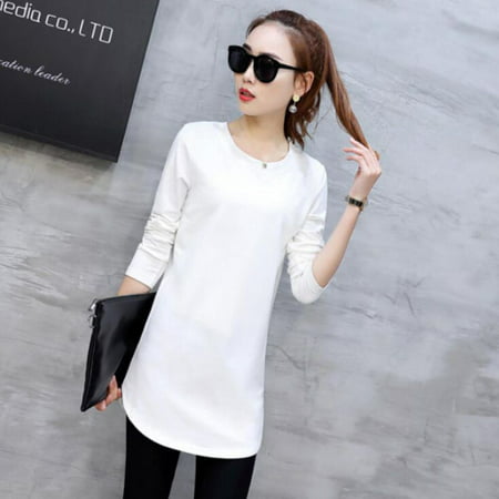Women Autumn Winter Base T-Shirt Tops Casual Round Collar Solid Color Slim Versatile Long Sleeve Blouse