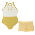 thumbnail image 5 of Miutii Kids Girls Gymnastics Leotard Outfit Sparkly Rhinestones Dance Unitard and Shorts Set Ballet Yellow 16, 5 of 9