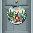 thumbnail image 2 of Merry Christmas Santa Reindeer Antlers Mastiff Sleigh Xmas Winter Holiday Round Wood Sign Mastiffs Dog Lover Gifts Idea Hanging Wall Home Decor - 00023, 2 of 5