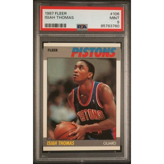 Graded 1987 Fleer Isiah Thomas #106 2nd Year Basketball Card PSA 9 Mint