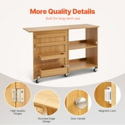 KFFKFF Sewing Table, Versatile Tailoring Machine Stand with Streamlined Configuration, Casters, Racks, Organizing Bins, Timber Dowels, and Attractive Shutters, Timber Hue