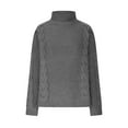 thumbnail image 4 of Herrnalise Women's Cable Cropped Sweater Long Sleeve Crewneck Pullover Knit Jumper Top Gray,L, 4 of 6
