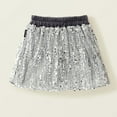 thumbnail image 2 of QHFBli Sequin Skirt for Girls Kids Elastic Waist A-Line Sparlky Mini Skirt with Lining 4-5 Years, 2 of 4