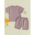 thumbnail image 3 of Bagilaanoe 2pcs Toddler Baby Girls Shorts Set Letter Print Short Sleeve T-Shirt Tops + Shorts 6M 12M 18M 24M 3T Kids Casual Summer Clothes, 3 of 8