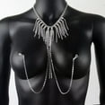thumbnail image 3 of K-KED Women's Sexy Tassel Nipple Chain Nightclub Rhinestone Necklace Body Chain-Silver, 3 of 6