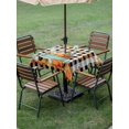 thumbnail image 3 of Outdoor Tablecloth with Umbrella Hole and Zipper, Thanksgiving Square Table Cloth 60x60 Inch Waterproof Tablecloth, Maple Leaf Pumpkin Black White Plaid Picnic Table Cover for Patio Camping, 3 of 7