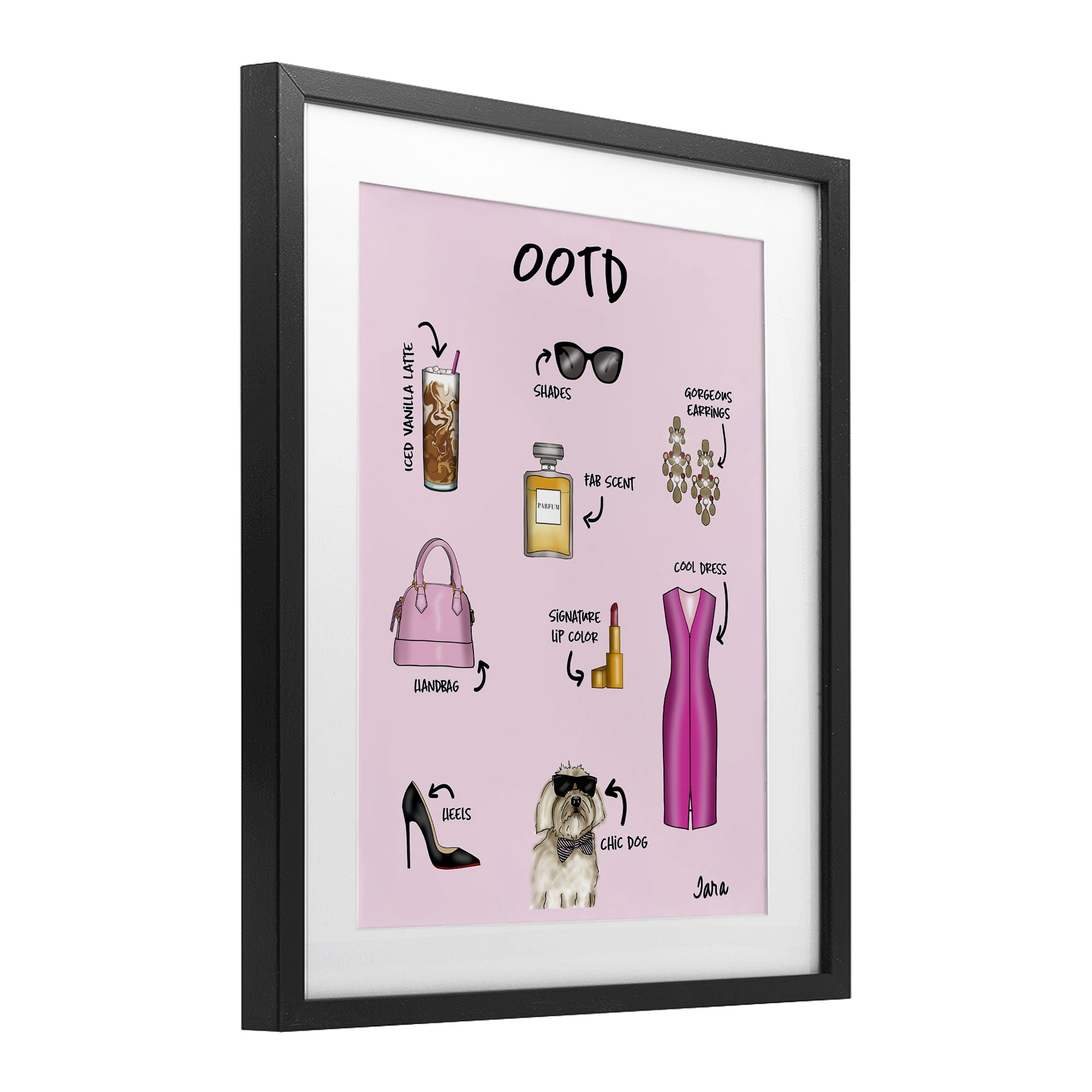 Stupell Industries Feminine Glam Outfit of the Day Black Framed Print Under Glass, design by Tara Boone