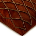 thumbnail image 3 of Pillow Covers With Zippers, Rust Throw Pillow Cover Accent Couch Sofa Pillow Case 14x14 inch (35x35 cm) Rust Velvet Pillow Cover Gold Bead Embroidered, Orange - Sumac Gold, 3 of 5