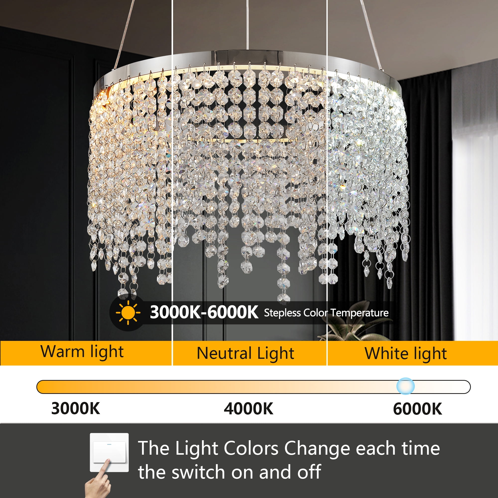 Modern Tree Branch Chandelier 15.7'' 8-Light Crystal Pendant in Gold Luxury Round Raindrop Pendant Light Fixture with Adjustable Height for Dining Room Bedroom Living Room Entryway