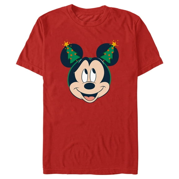 Men's Mickey & Friends Christmas Tree Ears Graphic Tee Red X Large