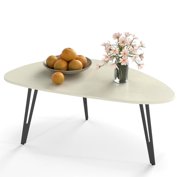 White Small Oval Coffee Table Modern Minimalist Center Table For Living Room Office Easy Assembly
