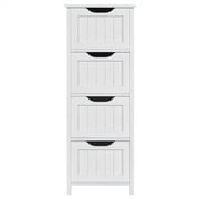 Bathroom Cabinet 4 Drawers Free Standing Floor Cabinet Slim Bath Cabinet Overlaid Drawers Sleek/Clean Storage for Hygiene Items/Toiletries/Medications