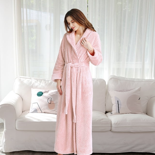 Pyjamas Confortables pour Femmes Automne Hiver Chaud en Velours Corail Robe de Nuit Longue en Flanelle Épaisse