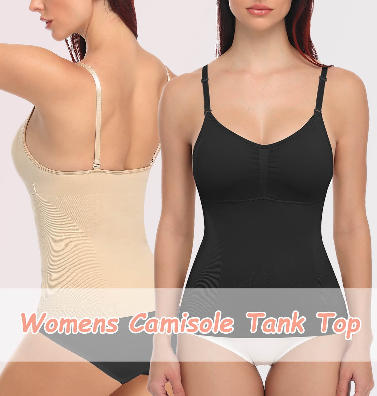 Werkiss Shapewear Camisole Tank Tops for Women Tummy Control Vest  Compression Cami Slimming Body Shaper Adjustable Strap Camisole with Built  in Bra(#3 Black+beige+white - ShopStyle