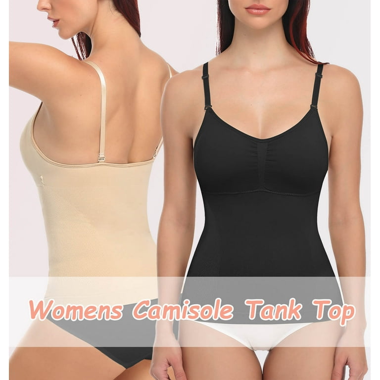VASLANDA 2 Pack Women's Cami Shaper with Built in Bra Tummy Control  Camisole Tank Top Underskirts Shapewear Body Shaper