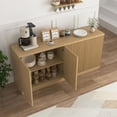 thumbnail image 5 of 62.60" Natural Wood 4-Door Sideboard Buffet Cabinet with Adjustable Shelves, 5 of 9