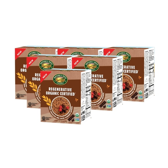 Nature's Path Organic Regenerative Organic Certified Dark Chocolate & Cocoa Instant Oatmeal, 8oz Box (pack of 6)