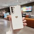 thumbnail image 4 of Compatible with Samsung Galaxy S21 Case,Love Heart Pattern Electroplated Design Soft TPU Shockproof Protective Phone Case Full Camera Lens Protection Cover for Samsung Galaxy S21 5G-White, 4 of 11