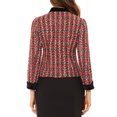 thumbnail image 3 of MODA NOVA Juniors Halloween Costume Elegant Vevelt Collared Plaid Tweed Blazer Red XS, 3 of 6