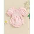 thumbnail image 5 of Musuos Baby Girl Cute Romper 0-24 Months Casual Short Puff Sleeve Floral Print Bodysuit Newborn Playsuit, 5 of 9