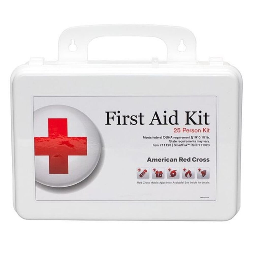 First Aid Kit and Housing, Plastic 107 Components, 25 People Served 711123