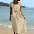 thumbnail image 6 of YTCAMLO 100%Cotton Summer Dresses for Women Fashion Boho Hollow Out Trim Short Sleeve Maxi Dress Comfy Breathable A Line Long Dresses, 6 of 9