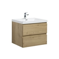 Aurora 30" Sonoma Oak Wall Hung Bathroom Vanity with White Acrylic Countertop