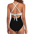 thumbnail image 3 of Innerwin Swimwear Gradient Women Bathing Suits Surfing Long Sleeve Backless One Piece Swimsuit Black + White M, 3 of 4