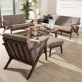 thumbnail image 2 of Baxton Studio Bianca 4 Piece Tufted Sofa Set in Gray and Walnut Brown, 2 of 7