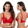 thumbnail image 4 of Curve Muse Plus Size Minimizer Underwire Unlined Bra with Embroidery Lace-3Pack-IVORY,RED,LT BLUE-48DDD, 4 of 7
