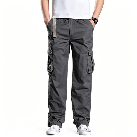 Men Ripstop Multi Utility Cargo Pants Stretch Tapered Breathable Multi Pocket Daily Pants S-XXL(without belt)