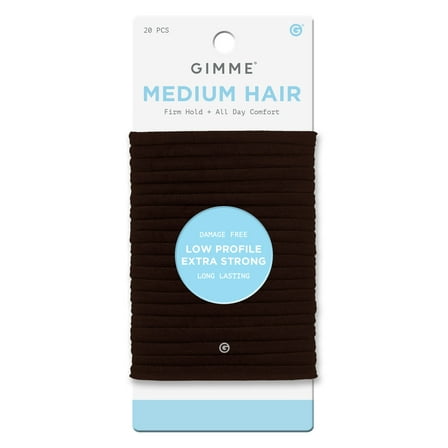 Gimme Beauty Seamless Low Profile Hair Ties for Medium Hair, Ponytail Holder, Dark Brown, 20 Count
