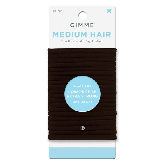 Gimme Beauty Seamless Low Profile Hair Ties for Medium Hair, Ponytail Holder, Dark Brown, 20 Count